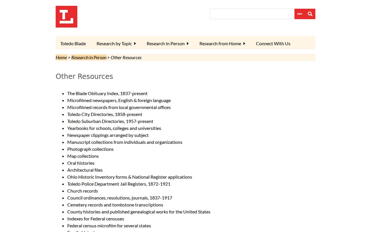 Lucas County city directory image of TLCPL digitized books and directories