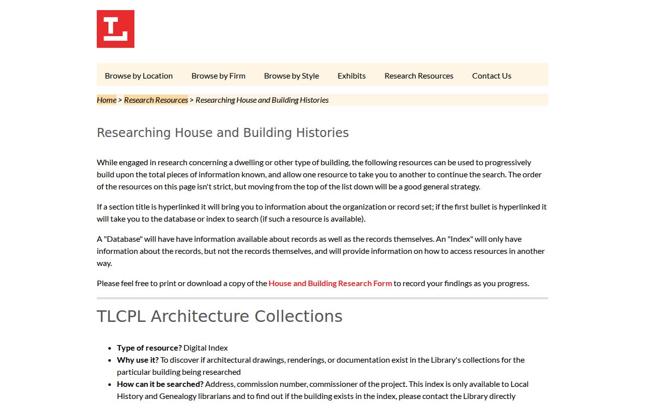 Lucas County city directory research through the TLCPL building history guide