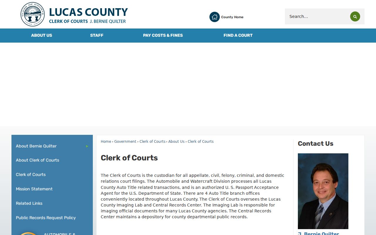 Lucas County residents directory Clerk of Courts docket access