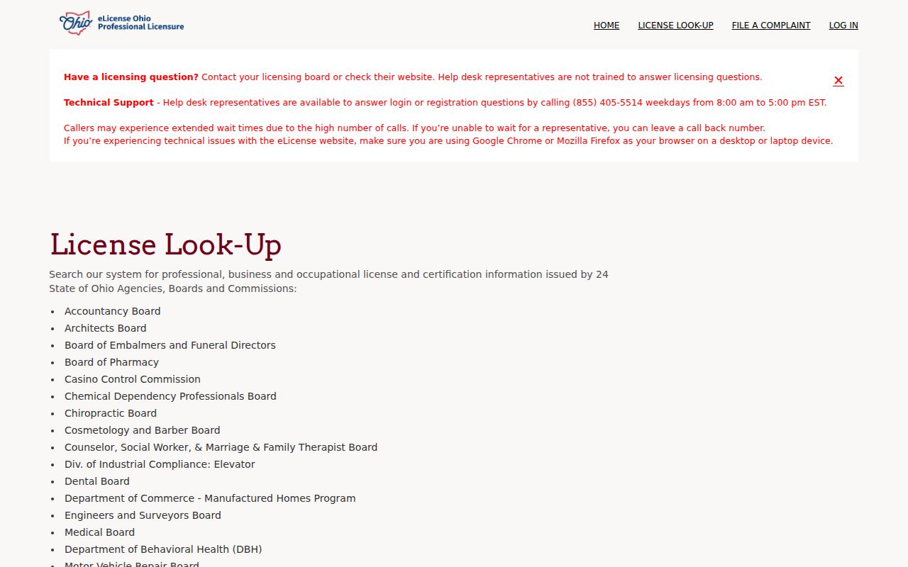 Lucas County residents directory Ohio eLicense verification search