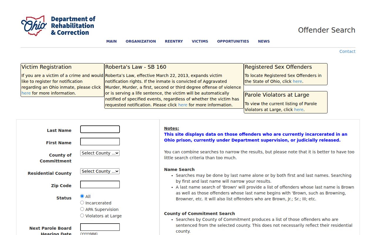 Lucas County residents directory Ohio DRC official search
