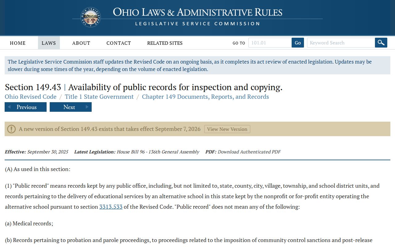 Lucas County residents directory Ohio Public Records Act reference