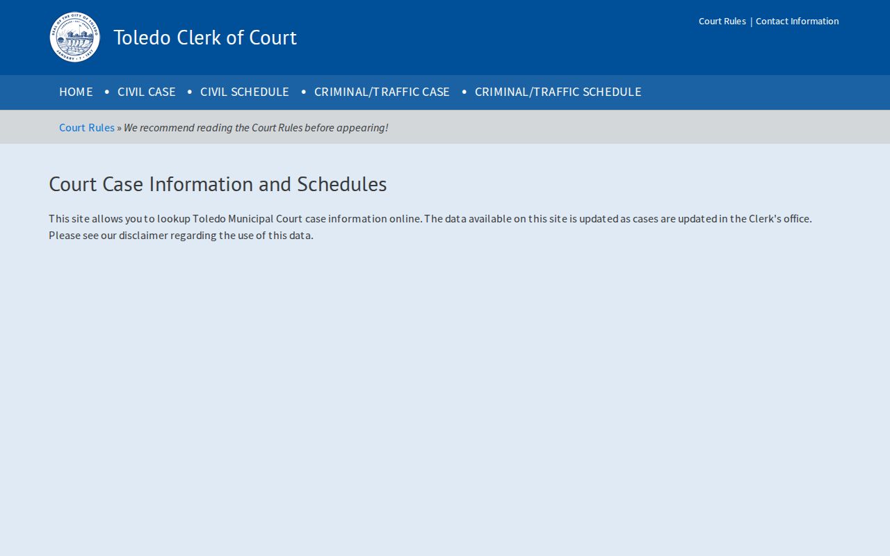 Lucas County resident lookup Toledo Municipal Court case gateway