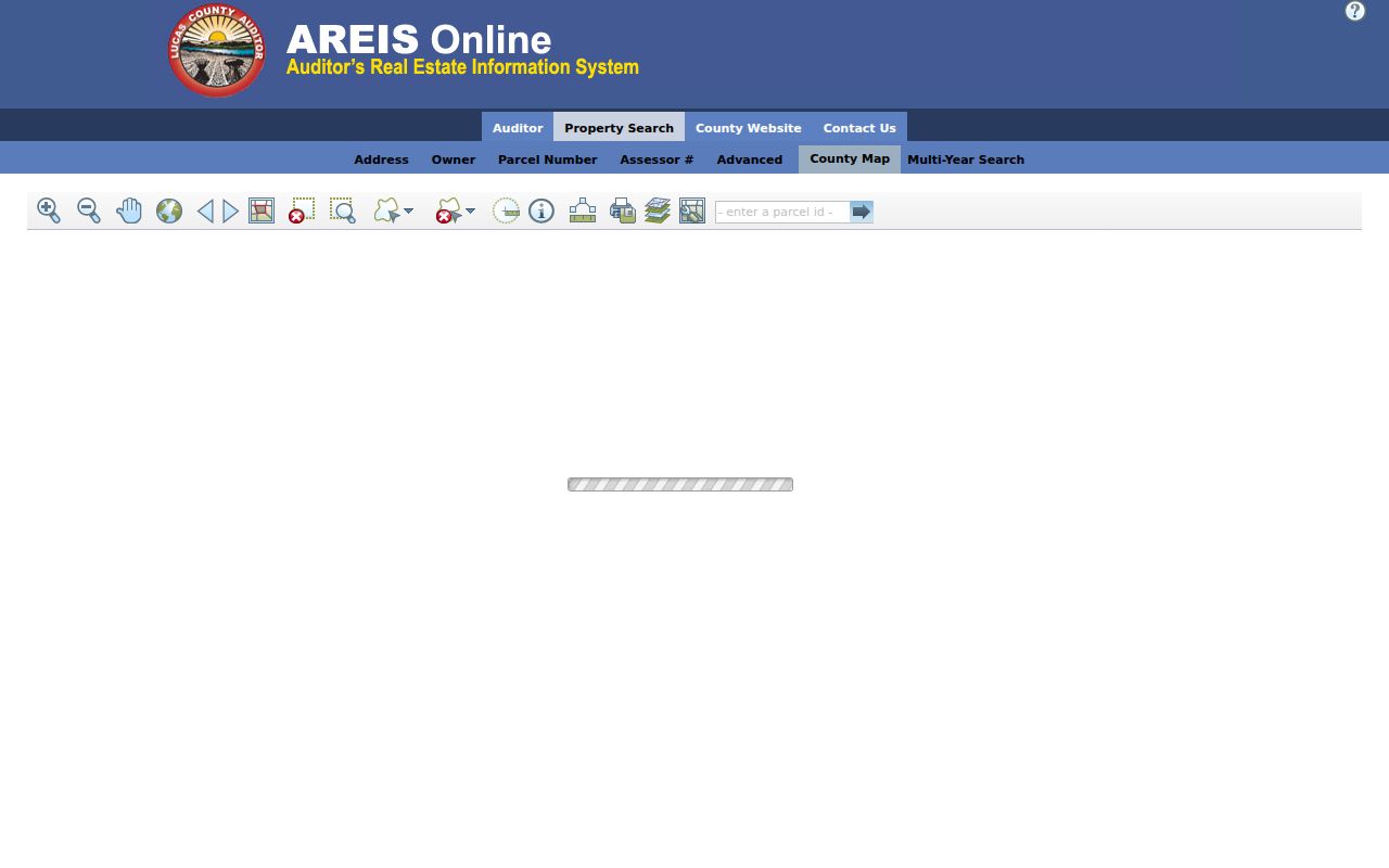 Lucas County street directory AREIS parcel map screen