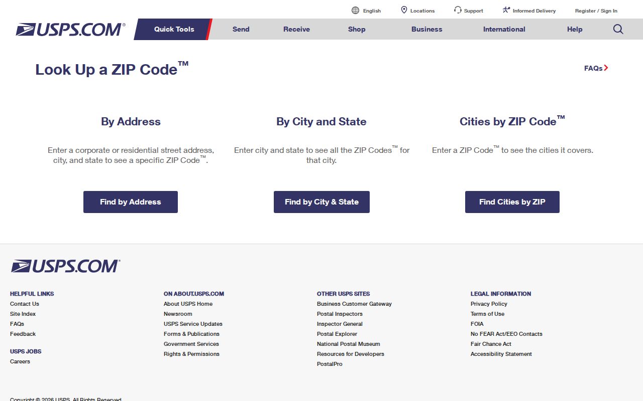 Lucas County ZIP code directory USPS postal lookup screen